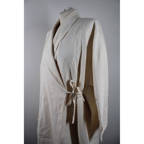 NWT Wol Hide M Natural Tie Twill Trench Organic Cotton Wrap Coat Jacket USA - Picture 5 of 10